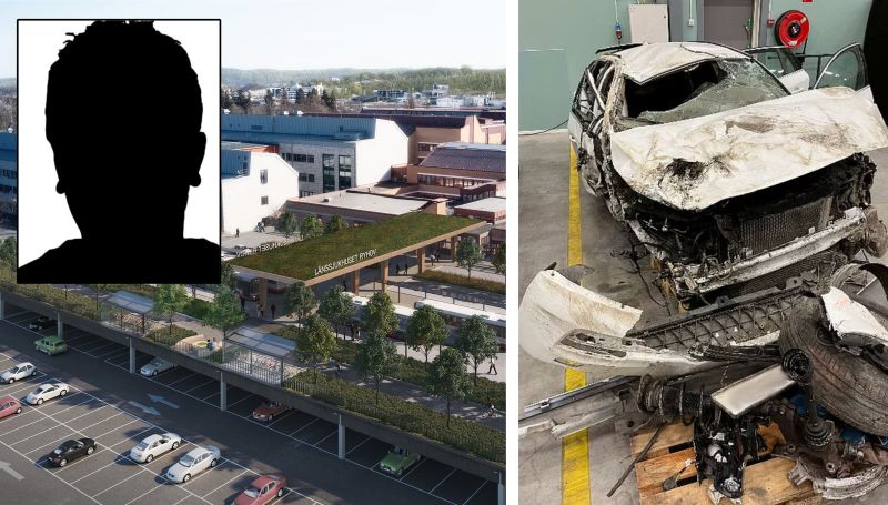 Sjuksköterskan kraschade in i ett betongfundament efter den misstänkta våldtäkten.